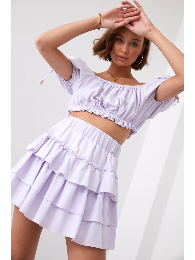 Smooth skirt with ruffles, lilac 40130 - Online store - Boutique